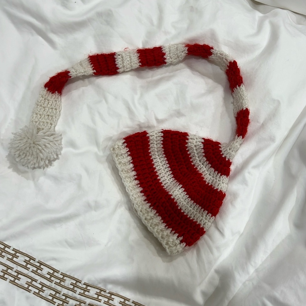 Knitted red and white baby santa hat